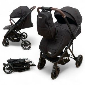 Carucior sport tip troller cu maner reversibil,husa si ghiozdanel Kidilo Smart BPT6530B Negru - Img 1
