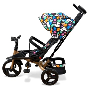TRICICLETA COPII 5099EVA CU POZITIE DE SOMN, SCAUN REVERSIBIL, FAR CU LUMINI SI MUZICA, RAINBOW PLUS - Img 5
