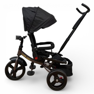 TRICICLETA COPII 5099EVA CU POZITIE DE SOMN, SCAUN REVERSIBIL, FAR CU LUMINI SI MUZICA, NEGRU COOL - Img 8