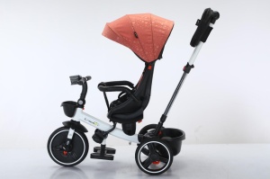 Tricicleta Copii COOL Trike Pink Stars, Pozitii Somn, Roti De Silicon 01 - Img 3