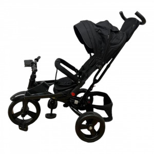 Tricicleta copii cu pozitie de somn, muzica si lumini, 8 luni-4 ani, UNV-5099EVA-NEGRU - Img 4