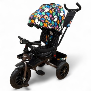 Tricicleta copii cu pozitie de somn,Roti cauciuc plin, muzica si lumini 5099 Rainbow - Img 2