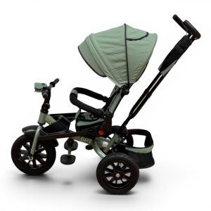 Tricicleta copii cu pozitie de somn,Roti cauciuc plin, muzica si lumini 5099 Verde Cool - Img 3