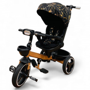 Tricicleta copii cu pozitie de somn scaun rotativ sunete si lumini BPT620 Negru Gold Plus - Img 2