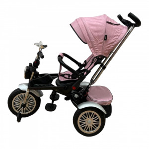 Tricicleta copii pozitii somn Motostyle Roz Pudra, Scaun Reversibil, Roti Cauciuc 03 - Img 3