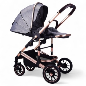 Carucior 2 in 1 transformabil Stuby Grey cu husa picioare și gentuta C3F - Img 3