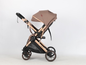 Carucior Bebe Tip Troller Cu Maner Reversibil Belecoo Zipy Crem NEW - Img 7