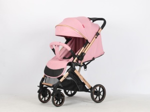 Carucior Bebe Tip Troller Cu Maner Reversibil Belecoo Zipy Roz NEW - Img 4