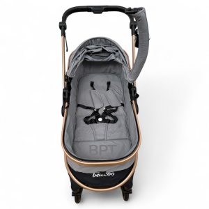 Carucior copii 2 In 1 Belecoo BebeJoy Cu Roti Cauciuc Landou Reversibil Transformabil Baby Grey - Img 10