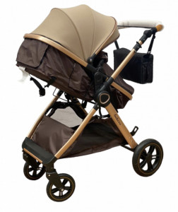 Carucior Copii 2 In 1 Belecoo CLASS Coffee Roti Cauciuc, Landou Reversibil - Img 4