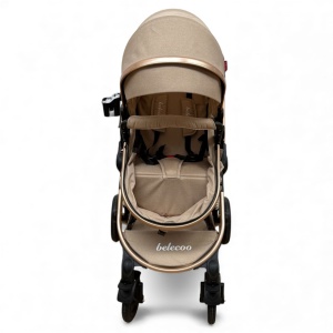 Cărucior copii 2 in 1 Belecoo landou reversibil roti cauciuc accesorii beige - Img 8