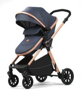 Carucior copii 2 in 1 cu landou transformabil ,husa picioare si geanta Bloom Go BPT FNF7 Bleumarin - Img 5