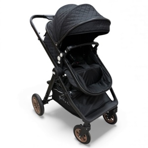 Carucior copii 2 in 1 cu maner reversibil si landou transformabil Baby C. Premium Negru BPTX2S - Img 8