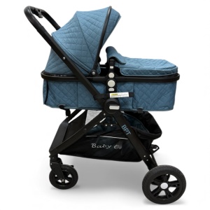Carucior copii 2 in 1 cu maner reversibil si landou transformabil Baby C. Premium Albastru BPTX2S - Img 6