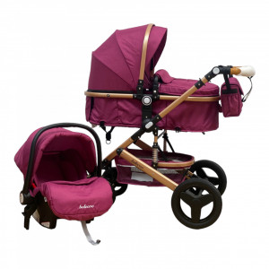 Carucior copii 3 în 1 Belecoo Rose transformabil accesorii - Img 2