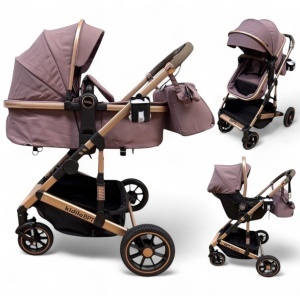 Carucior copii 3 in 1 cu landou tranformabil in sport si scoica auto FlexiGo Purple BPT-A10