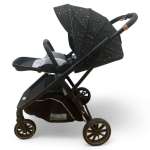 Carucior Copii Modern Lux Negru Buline Aurii F7C - Img 8