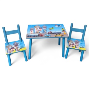 Set masuta cu 2 scaunele copii Blue Cars BPT41