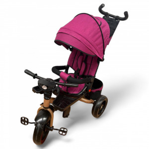 TRICICLETA COPII 5099EVA PLUS CU POZITIE DE SOMN, SCAUN REVERSIBIL, FAR CU LUMINI SI MUZICA MOV GOLD - Img 2