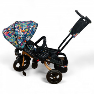 TRICICLETA COPII 5099EVA PLUS CU POZITIE DE SOMN, SCAUN REVERSIBIL, FAR CU LUMINI SI MUZICA COLOR GOLD - Img 3