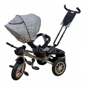 Tricicleta copii ABS TRIKE GREY, Pozitii Somn, Roti De Cauciuc, Far Cu Sunete Scaun rotativ 01 - Img 2
