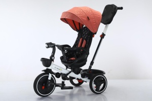 Tricicleta Copii COOL Trike Pink Stars, Pozitii Somn, Roti De Silicon 01 - Img 1