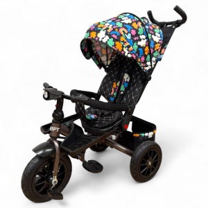 Tricicleta copii cu pozitie de somn,Roti cauciuc plin, muzica si lumini 5099 Rainbow - Img 3