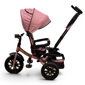 Tricicleta copii cu pozitie de somn,Roti cauciuc plin, muzica si lumini 5099 Roz Cool - Img 4