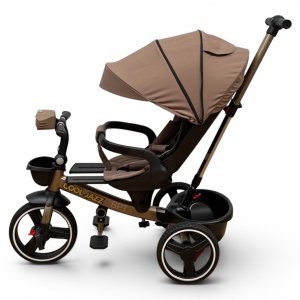 Tricicleta Copii Cu Pozitie De Somn Scaun Rotativ Sunete Si Lumini BPT620 Maron Cool - Img 4