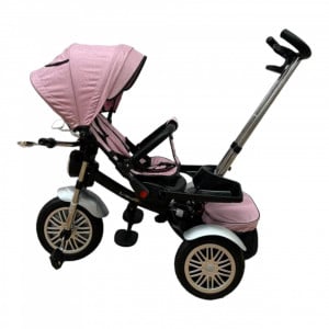 Tricicleta copii pozitii somn Motostyle Roz Pudra, Scaun Reversibil, Roti Cauciuc 03 - Img 4