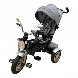 Tricicleta Cu Pozitii Somn Motostyle Gri, Scaun Reversibil, Roti Cauciuc - Img 2