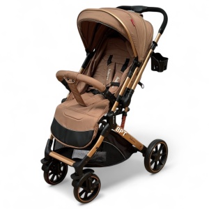 Carucior Bebe Tip Troller Cu Maner Reversibil Belecoo Zipy Crem - Img 2