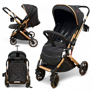 Carucior Bebe Tip Troller Cu Maner Reversibil Belecoo Zipy Negru - Img 1