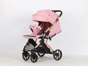 Carucior Bebe Tip Troller Cu Maner Reversibil Belecoo Zipy Roz NEW - Img 2