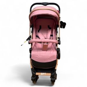Carucior Bebe Tip Troller Cu Maner Reversibil Belecoo Zipy Roz - Img 5