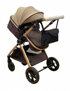 Carucior Copii 2 In 1 Belecoo CLASS Coffee Roti Cauciuc, Landou Reversibil - Img 5