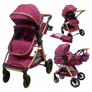 Carucior Copii 2 In 1 Belecoo CLASS Mov Roti Cauciuc, Landou Reversibil - Img 1