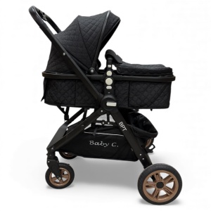Carucior copii 2 in 1 cu maner reversibil si landou transformabil Baby C. Premium Negru BPTX2S - Img 5
