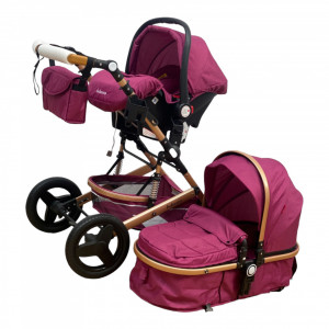 Carucior copii 3 în 1 Belecoo Rose transformabil accesorii - Img 3