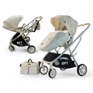 Carucior Copii Modern Lux Alb Auriu F7C - Img 1