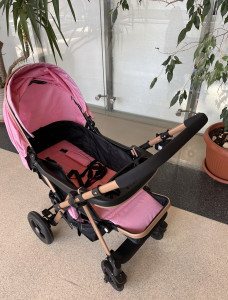 Carucior Nou Nascuti BABY C. PRO 511, Cadru Aluminiu, Maner Reversibil, Spatar Reglabil In 5 Trepte, Amortizoare, Frana Picior,Pliabil , ROZ - Img 4
