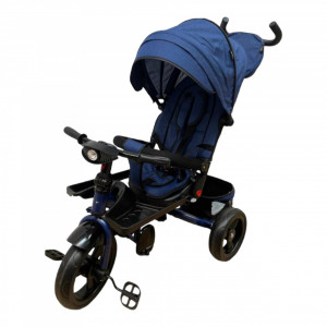 TRICICLETA COPII 5099EVA CU POZITIE DE SOMN, SCAUN REVERSIBIL, FAR CU LUMINI SI MUZICA, BLEUMARIN - Img 2