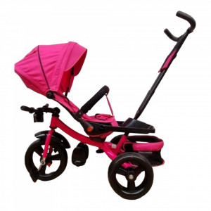 TRICICLETA COPII 5099EVA CU POZITIE DE SOMN, SCAUN REVERSIBIL, FAR CU LUMINI SI MUZICA, ROZ - Img 6