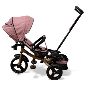 TRICICLETA COPII 5099EVA CU POZITIE DE SOMN, SCAUN REVERSIBIL, FAR CU LUMINI SI MUZICA, ROZ PUDRA PLUS - Img 8