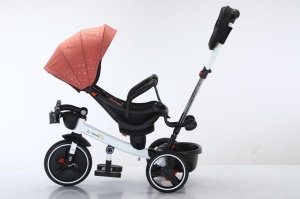 Tricicleta Copii COOL Trike Pink Stars, Pozitii Somn, Roti De Silicon 01 - Img 4