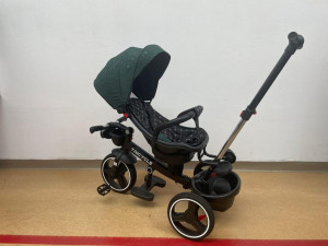 Tricicleta copii Cool Yzzy Trike Green, Roti Silicon, Compactabila, Poziție de somn 01 - Img 2