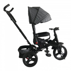 Tricicleta Cu Pozitie De Somn, Muzica Si Lumini, 8 Luni-4 Ani, Negru, UNV-5099EVA-DARK GREY Star - Img 2