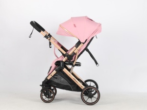 Carucior Bebe Tip Troller Cu Maner Reversibil Belecoo Zipy Roz NEW - Img 8