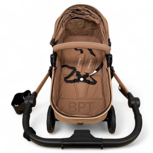 Carucior copii 2 In 1 Belecoo BebeJoy Cu Roti Cauciuc Landou Reversibil Transformabil Baby Beige - Img 10