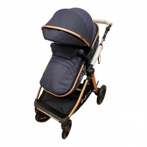 Carucior Copii 2 In 1 Belecoo CLASS Blue Roti Cauciuc Landou Reversibil Transformabil - Img 3
